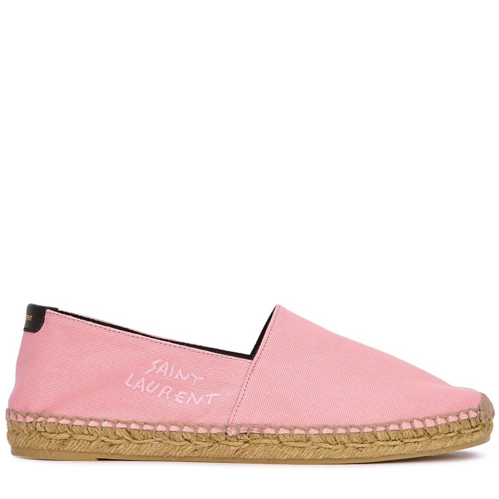 SAINT LAURENT Embroidered Espadrilles Canvas Eros Pink Size 9.0 US 39 EU